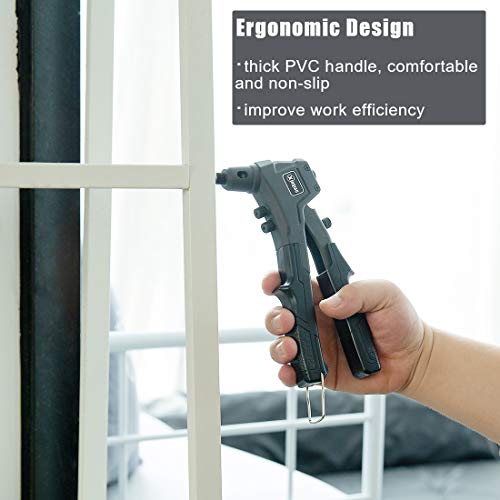 Xinqiao Rivet Gun Kit With 100 Pcs Rivets, Hand Riveter Set For Metal With 4 Tool-Free Interchangeable Heads (Rivet Gun-100 Pcs Rivets) #TOP6