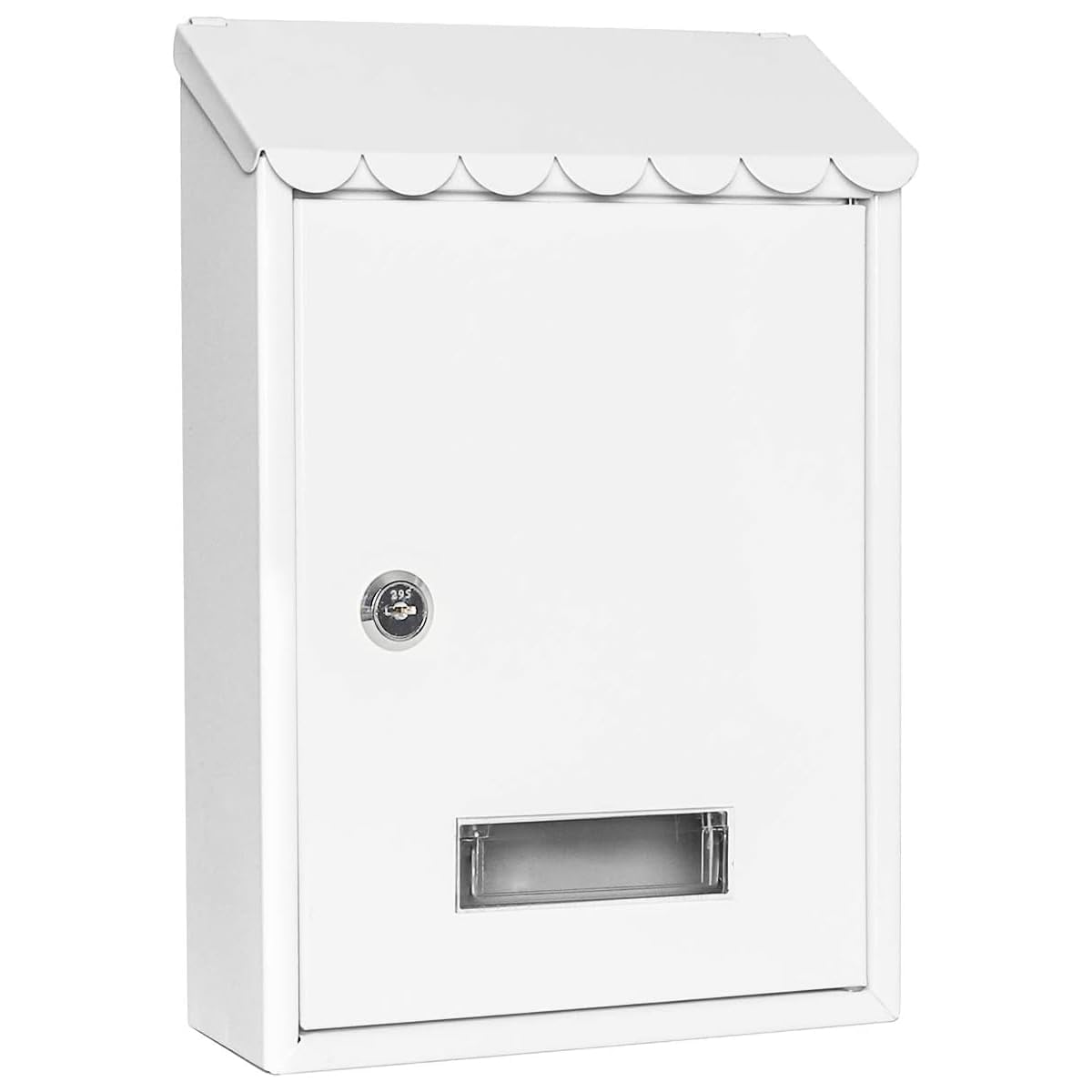 Buzón de Pared Correo, Buzón de Exterior de Metálico con Cerradura y Llaves, Buzón Impermeable de Gran Capacidad para Cartas, Fácil de Instalar (30x21.7x7cm, Blanco)