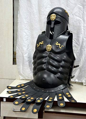 GLOBALEXPORTSHUB Halloween Wearable Costume Medieval Muscle Jacket with King Leonidas Corinthian Armor Helmet