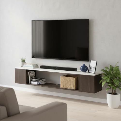 FURNEASER Ether Modern Wall Mounted TV Unit with Floating Shelf |...