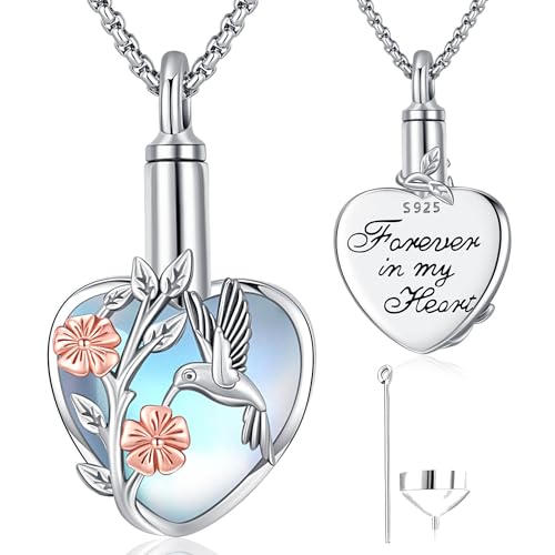 Aniu Cremation Jewelry for Ashes S925 Sterling Silver Urn Necklace Memorial Necklace for Human Ashes of Loved Ones Keepsake Locket Pendant for Men Women