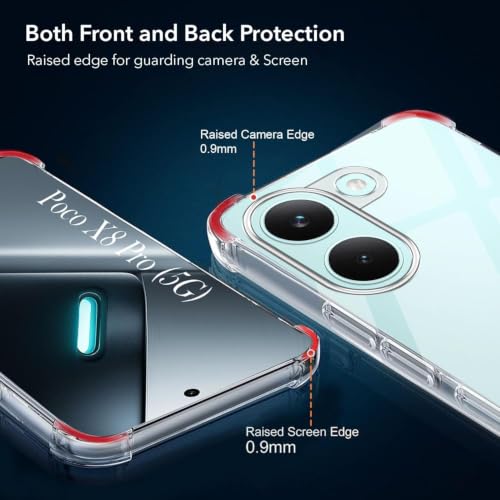 Image of Jkobi Shockproof Crystal-Clear Back Case for Poco X8 Pro (Anti Yellow Case | Drop & Camera Protection | Hard Polycarbonate)