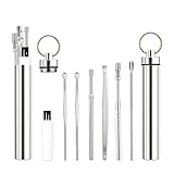 【2 Pack】 Ear Pick Portable Earwax Removal Kit Stainless Steel Spring Ear Wax Cleaner Tool Set 7...