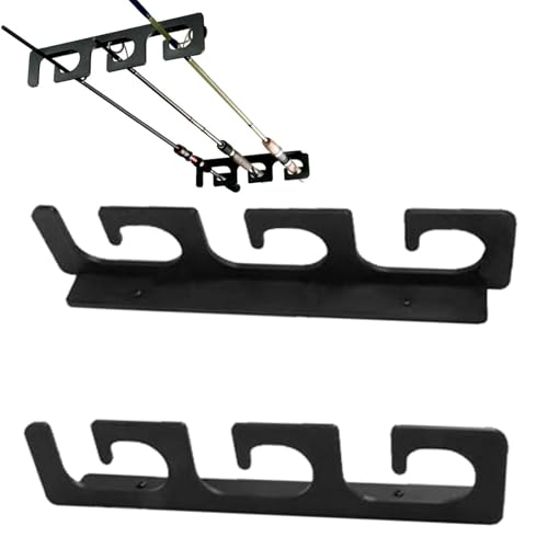 Samuliy Soporte para cañas de pescar, soportes para cañas de pescar para garaje, soportes para cañas de pescar, soportes de almacenamiento para 6 cañas de pescar, montaje en techo o pared para postes