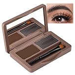 2in1 Eyebrow Powder Kit with Palette, Pencil, Pomade & Tint - Natural Brown & Grey Shades for Dye, Touch Ups & Contouring of Brows, Hairline & Face (Natural Brown & Grey)