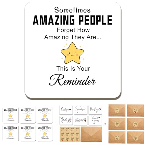 Coasters 6 Pcs Thank You Gift Leaving Gifts for Colleagues Women Men Thank You Teacher Gifts Personalised Coaster Gifts for Employee Appreciation Teacher Nurses Volunteer Christmas