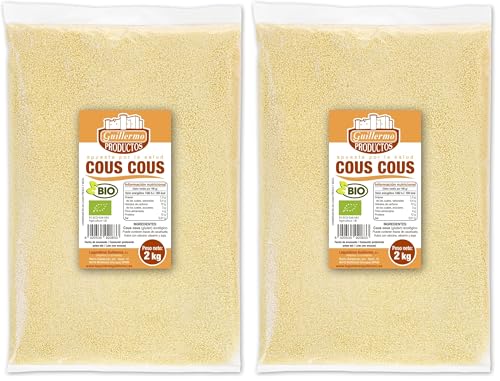 Guillermo | Cuscús BIO - Bolsa 2kg. | 100% ecológico | Cous cous | Ayuda a reparar y fortalecer la musculatura | Rico en fibra (Paquete de 2)