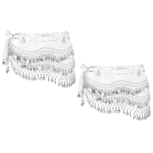 Foulard de danse orientale avec jupe de costume de danse du ventre et pièces blanc