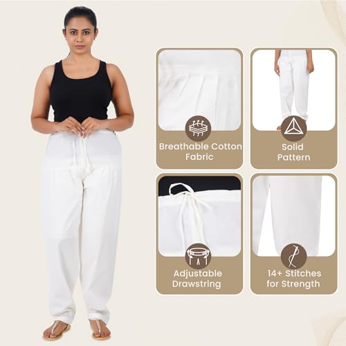 Image of Happy Bunny Salwar Pant for Women, Fine Cotton Ethnic Trousers with Drawstring Waist, Comfortable Daily, Office & Casual Wear Bottoms