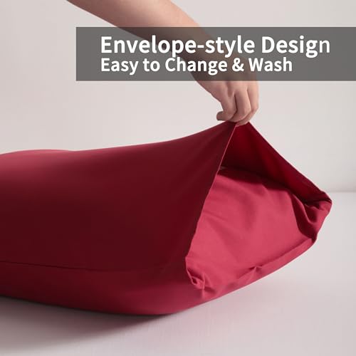 Aerlomi Queen Pillow Cases, 2 Pack, 20x30 in, Microfiber, Wine Red by Aerlomi - Used condition - Image 4