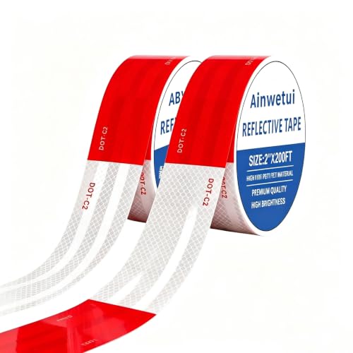 DOT‑C2 Reflective Safety Tape, 2" x 200', Red/White Dots; High‑Vi...