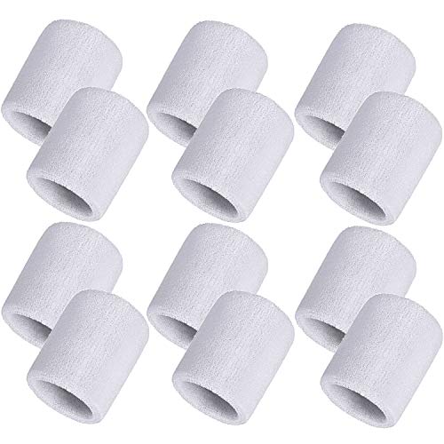 bememo 12 pack wrist sweatbands for men and women sports wristbands tennis sweatbands moisture wicking wristband for working out football basketball sports315 inchwhite