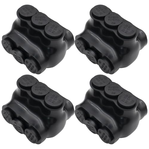 2-14 AWG Insulated 3 Port Inline Splice Connector Black Wire Connectors,Allen Hex 5/32" Insulated Cable Connectors Pre-Loaded Oxide Inhibitors,UL Listed(4pcs)