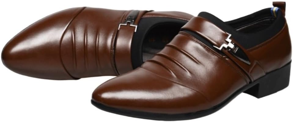 Men's Classic Slip-On PU Leather Dress Shoes Pointed Toe Formal Shoes for Business Casual and Wedding Plus Size