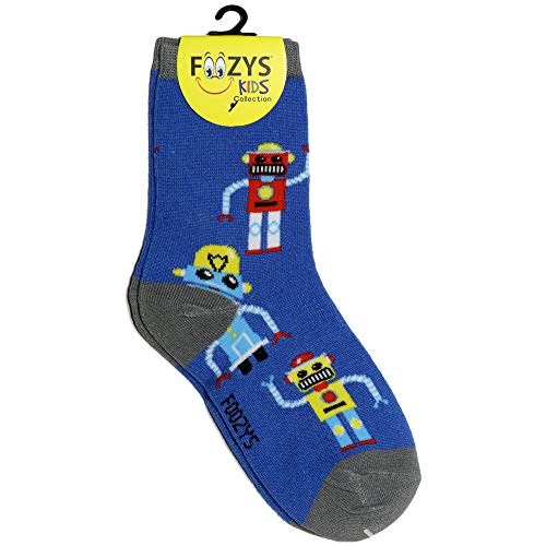 Foozys Kids Boys Fun Robots - Crazy Funny Cool Colorful Crew Socks
