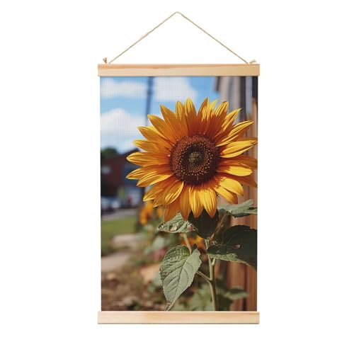 Poster tournesol 91,4 x 61 cm cadre bois affiche murale florale jaune pour salon