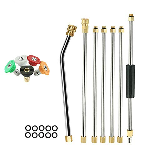 Varita de extensión de lavadora a presión Set 1/4 pulgadas Quick Connect 30 grados barra curvada