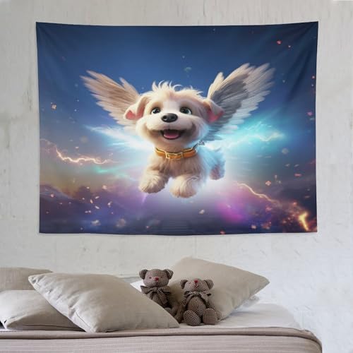 Tapisserie murale chien mignon 150x200 cm pour décoration de chambre
