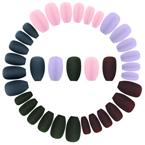 Wobe 120Pcs Colorful Coffin Nails Matte False Gel Nails Art Tips Sets Full Cover Medium Matte False Nails for Ballerina Cosplay Office Lady 5 Colors Wobe 120Pcs Colorful Coffin Nails Matte False Gel Nails Art Tips Sets Full Cover Medium Matte False Nails for Ballerina Cosplay Office Lady 5 Colors