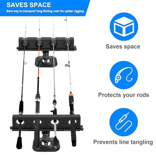 FEIMIRE Fishing Rod Rack with Mount Bracket, 360° Rotatable Crappie Rod Holder for Boat, Boat Rod Storage Rack, Gifts Ideas for Men (Adhesive bonding) - Thumbnail 3