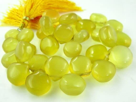 Chalcédoine jaune véritable en perles percées pour assembler des bijoux de lithothérapie