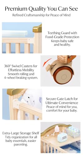 Image of BabyTeddy 16 in 1 Original Patented Baby Crib, Baby Cot, Toddler Bed,Cradle Rocker,Convertible Desk,Kid's Sofa Mode Mosquito Net,Soft Mattress Diaper Changing Station