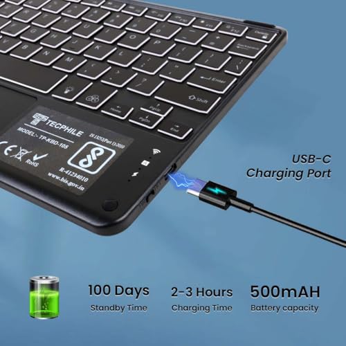 Image of Keyboard Case for OnePlus Pad Go 11.35 inch & Oppo Pad Air2 11.4 inch Folio Back Cover with Trackpad, 7 Color Backlit, Multi Angle View, Long Battery, Auto Sleep, Shockproof & Water Resistant