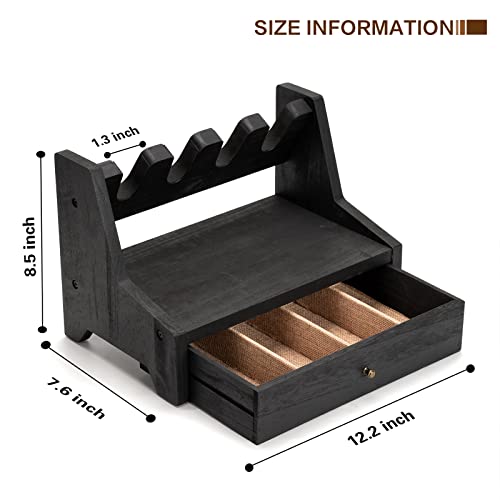 DGWJSU Pistol Rack, Solid Wood Handgun Pistol Gun Rack Holder for Gun Safe Gun Cabinet Accessories, Gun Racks Organizer Stack on Gun Cabinet (Weathered Black,4 Slot)