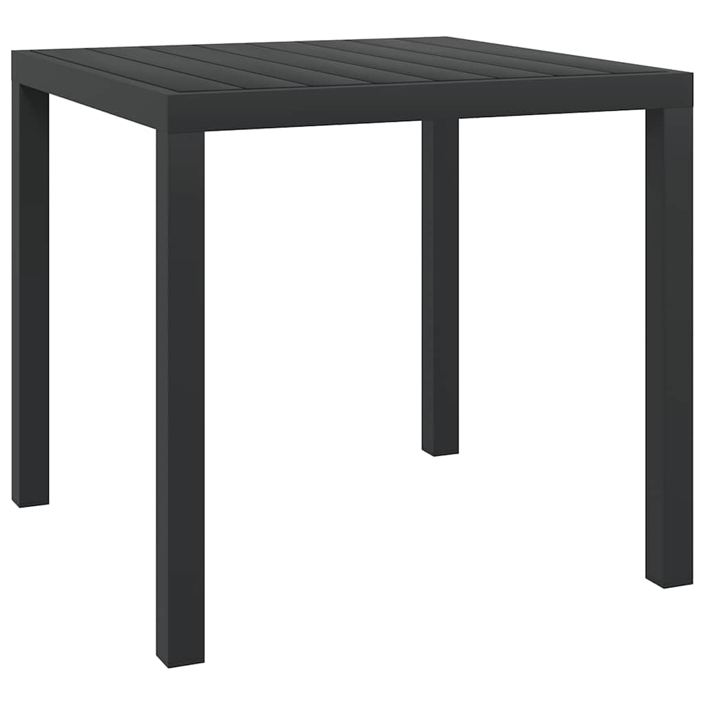 SXZenSpace 80 cm Black Garden Coffee Table, Small WPC Aluminium Bistro Table for Patio, Balcony, Terrace, Weather Resilient Easy Assembly Outdoor Side