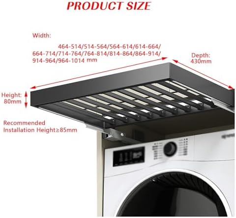 Space-Saving Pull-Out Drying Rack for Washing Machine, Closet Organizer with Built-in Basket, Adjustable Pants Drawer (714-764mm) - Maximize Laundry Space!