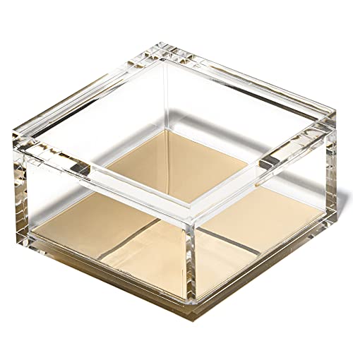 Officegoods Acrylic Desk Organizer W/ Gold Base – Functional & Elegant Odds & Ends Box For Display Or Storage – Perfect For Home Or Office, Kitchen, Bathroom Vanity, Curio Display - Medium #TOP2