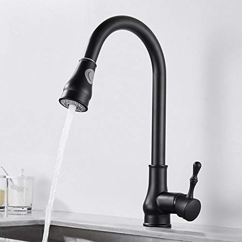 Robinet de cuisine noir laiton douchette extractible eau chaud froid mitigeur