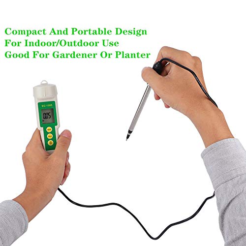 Crisis Portable Soil Tester, Small Salinity Meter Ec/Tds/Cf Tester, With Test Probes, Electrode Induction Probes, A Display Screen, For Soil Detection, Agricultural, Horticultural Planting #TOP6