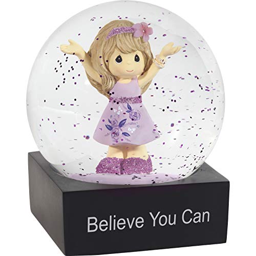 Precious Moments Believe You Can Girl In Floral Dress Resin Snow Globe 182102