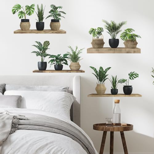 Green Plant Wall Decals 3D Bonsai Tropical Betterfly Wall Sticker Creative Vinyl Peel and Stick...