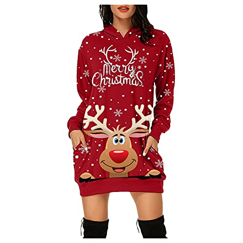 JokeLomple Sudaderas Mujer Baratas - Sudaderas Divertido Estampado De NavideñO Ropa De Navidad Pullover Chica Casual Jersey Navidad Barato Adolescente Chica Sudadera Pullover Moda Top