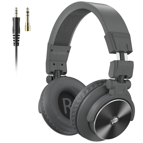 P PUPGSIS DJ Headphones, Over-Ear Studio Monitoring Headphones, Black, Professional Grade with 3.5mm...