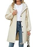 Vancavoo Trench Coats for Women with Hood Casual Ladies Lightweight Coats Windbreaker Outdoor Water-resistant Jackets,Beige,L