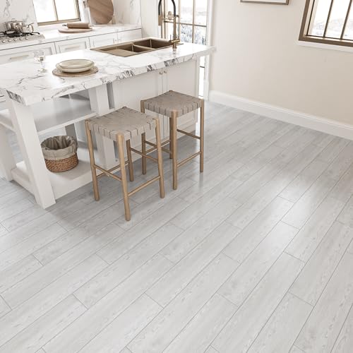 VEELIKE Whitewash Oak Vinyl Flooring Planks Peel and Stick Floor Tile Waterproof Laminate Flooring 32-Planks Wood Vinyl Floor Tiles Peel and Stick for Bedroom Living Room Kitchen Bathroom RV 6''x36'' - Thumbnail 3