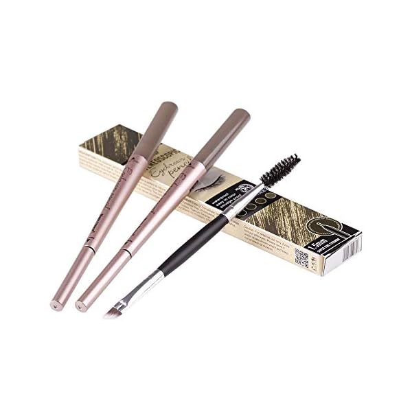 [ 2 Pack]Eyebrow Pencil, Waterproof Eyebrow Makeup with Dual Ends, Professional Brow Enhancing Kit with Eyebrow Brush (Dark Brown #1)