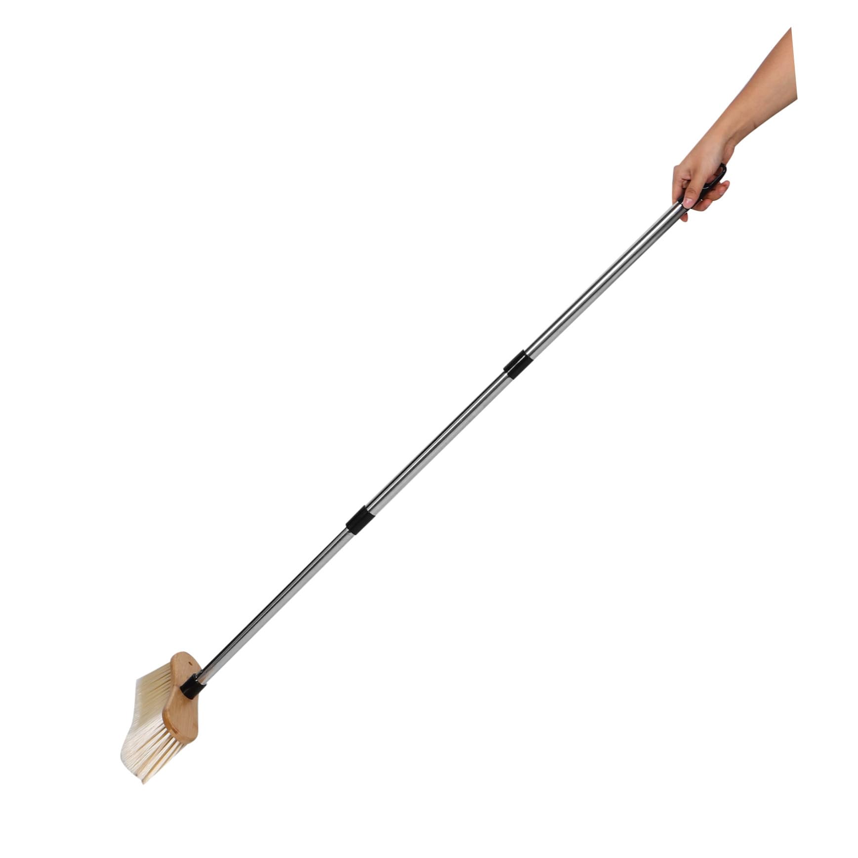 Scopa da Giardino in bambù e Acciaio Resistente con Setole Dure Spazzola per Patio e Esterni Manico Ergonomico Smontabile per Pulizia Efficiente di Garage e Cortili