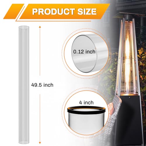 Comviee 49.5" X 4" PATIO HEATER GLASS TUBE Patio Heater Glass Tube Replacement Parts thumb #1