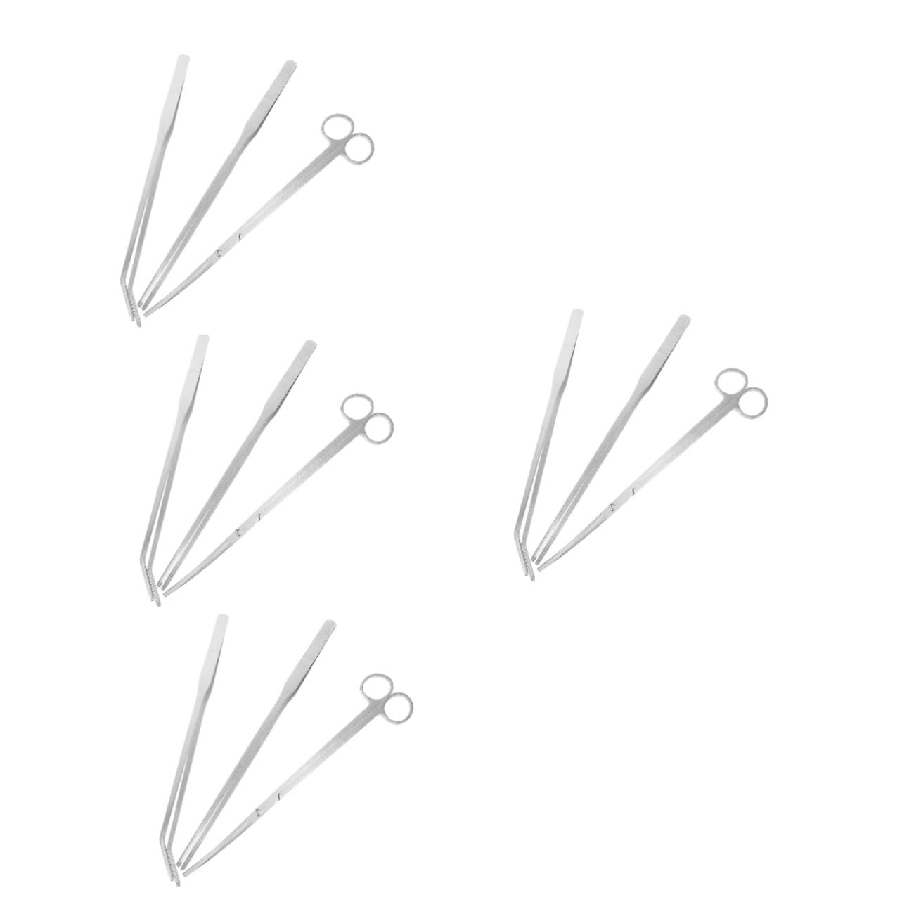Abaodam 4 Ensembles Kit Outils de Nettoyage pour Aquarium de Outils Inoxydable pour Aquascaping Ciseaux Courbés Pince Droite Pince Courbée Plantes Aquatiques