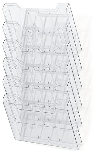 Exacompta 64258D Wandprospekthalter 6 Fächer für Dokumente DIN A4 quer glasklar Flyerhalter Zeitschriftensammler