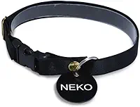 Coleira personalizada com nome e telefone Gatos PETS (Preto, Filhote (14 cm a 24 cm))