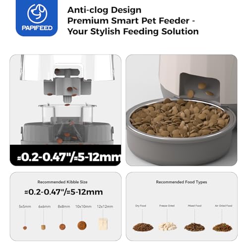 PAPIFEED Automatic Cat Feeder, 2.4G WiFi Auto Cat Food Dispenser with App Control, 3L Auto Pet Feeder with Dual Power Supply, Detachable for Easy Clean for Cats and Small Dogs, Grey - Image 6