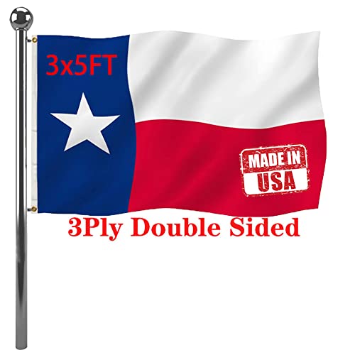 Jayus Double Sided Texas State Flag 3x5 FT Outdoor- 220D Heavy Duty Republic of Texas Flags Banners- Vivid Colors UV Resistant TX Flags with 2 Brass Grommets