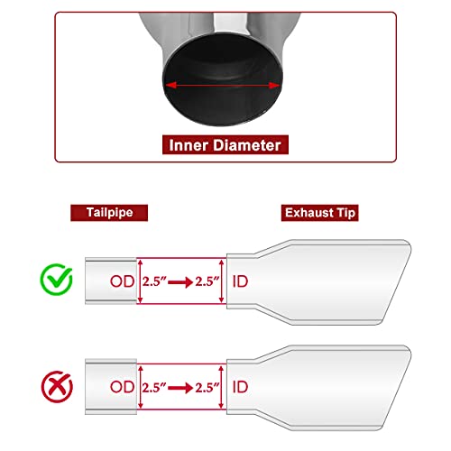Upower 2.5" To 4" Exhaust Tips 18" Long Stainless Steel Weld-On Exhaust Tailpipe 2.5" Inlet X 4" Outlet X 18" Overall Length Universal For Car Truck #TOP2
