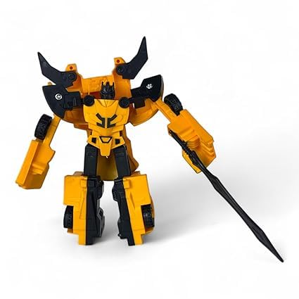Image of Bazinga Transcops - Converting Robots Action Figure Toys | Set of 2 | Robot to Car & Car to Robot Action Figures | Yellow & Blue Combat Vehicle Toys | DIY Toy for Boys for Ages 3 +