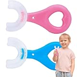 RALIS 2PCS Kids U-Shaped Toothbrush, Toddler Toothbrush with Food Grade Soft Silicone Brush Head for